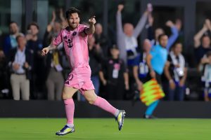 Messi goal celebration with inter miami