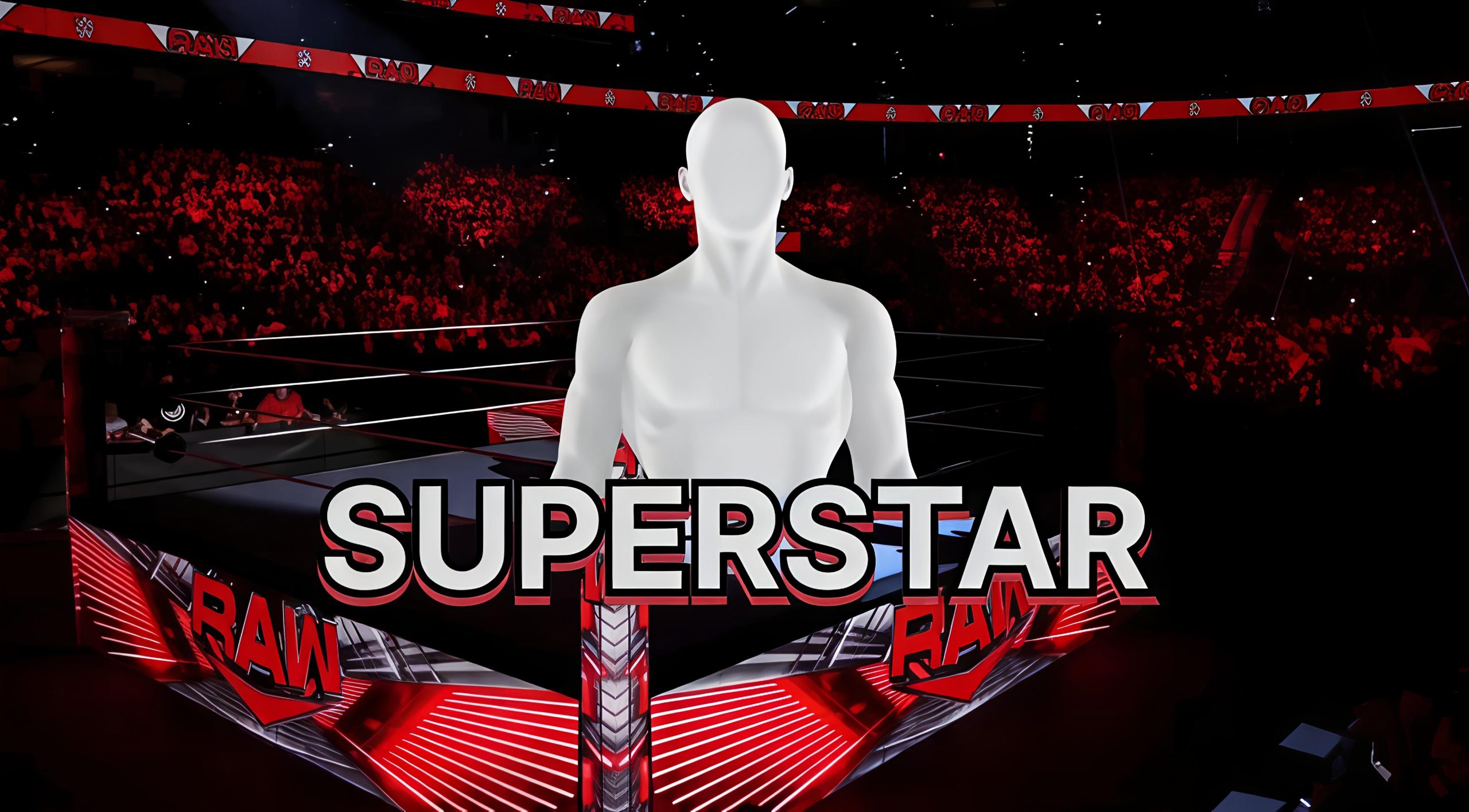 Image showing WWE RAW arena and in the middle showing a blank superstar icon
